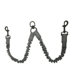 Pet Dog Double Leashes - No Tangle Dog Leash Coupler; Comfortable Shock Absorbing Reflective Bungee Lead for Nighttime Safety; Dual Dog Training (colour: dark grey, Specification (L * W): 2.5*50cm)