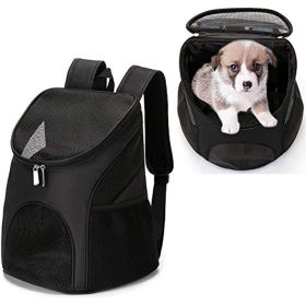 Dog Carrier Backpack Breathable for Small Pets/Cats/Puppies; Pet Carrier Bag with Mesh Ventilation; Safety Features and Cushion Back Support; for (Color: Black)